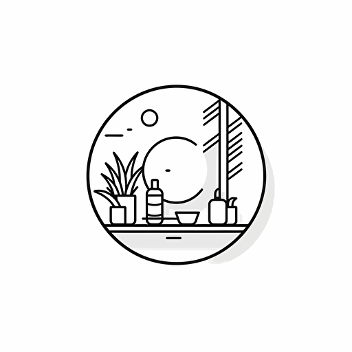 Cleanthes illustration, minimal, outline strokes only, black and white, logo, vector, minimallistic, white background