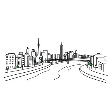 a cityscape with a river