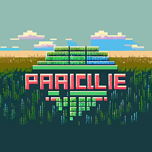 Modern pixel logo, prairie, grasslands, 80's colors, vector image HD