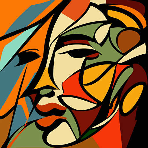 abstract face, cartoon, vector, 4:5