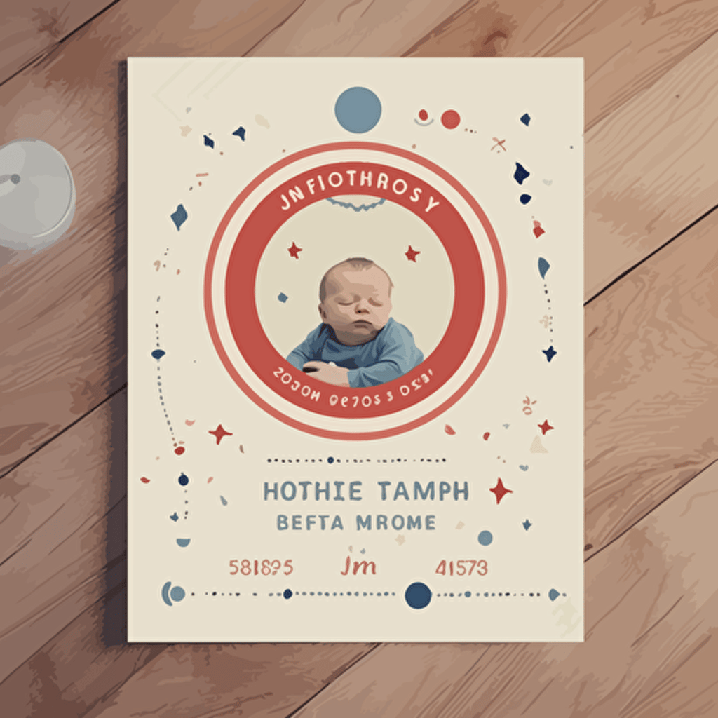 Birth Announcement Card, A7, vector, no text