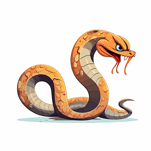 cobra, detailed, cartoon style, 2d clipart vector, creative and imaginative, hd, white background