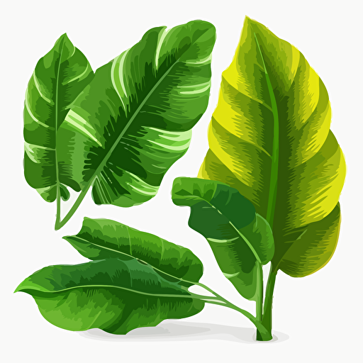 banana leafs isolated on white background,clip-art, vector