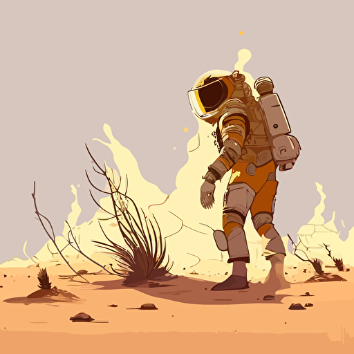 desert astronaut by glen keane, 2d vector art, flat colors, comic book style