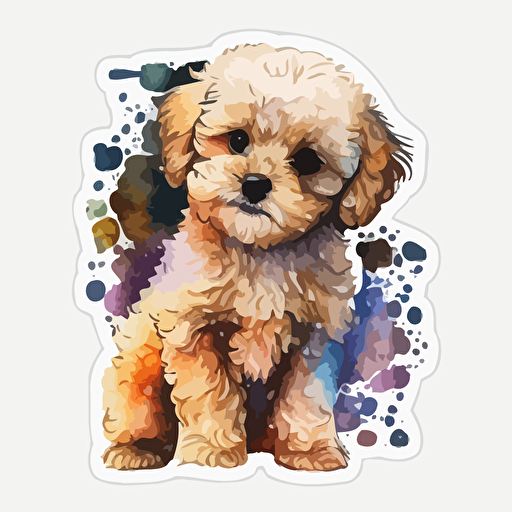 vector art watercolor maltipoo sticker
