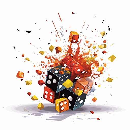 Rubick cube exploding, concept, vector art, white background