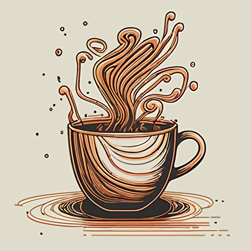 simple line image 2d vector coffee cup steaming