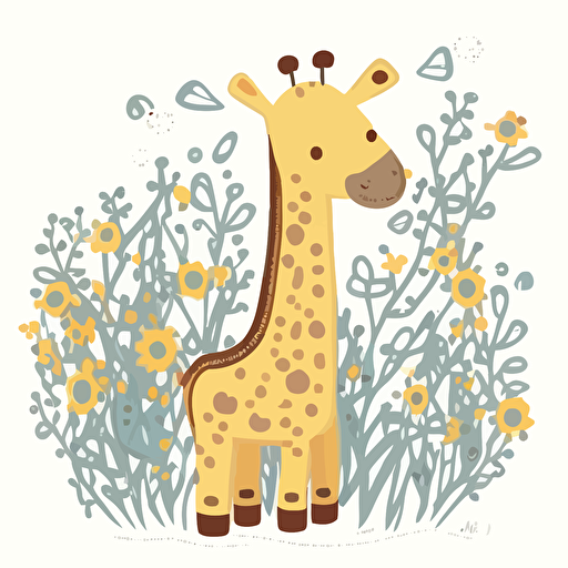 cute giraffe flat vector drawing, colored, sticker