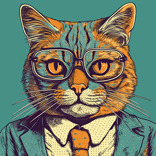 45 year old scandivanian as a cat, vector art style, in the style of Michael Parks