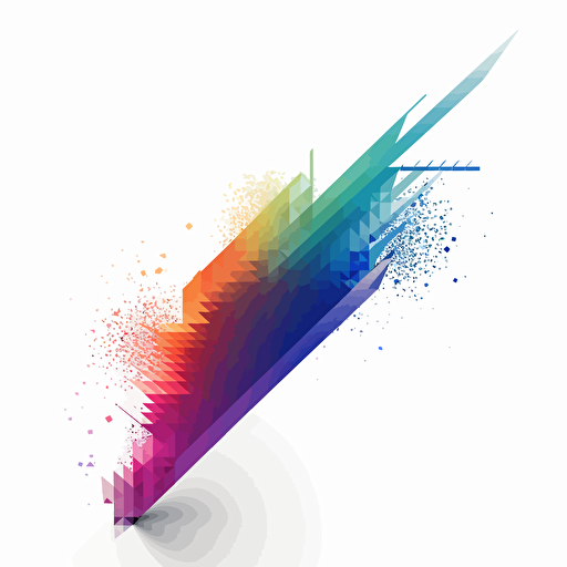 vectorized colorful gradient, technological futuristic upward swoshing arrow, white background