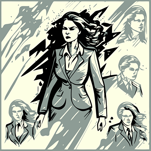 women in business suit storm top positions, detailed vector illustration
