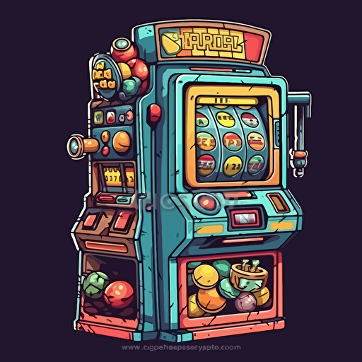 cartoon slot machine, hypercolor, vector