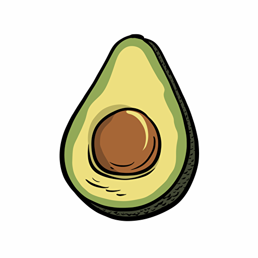vector image, avocado on white