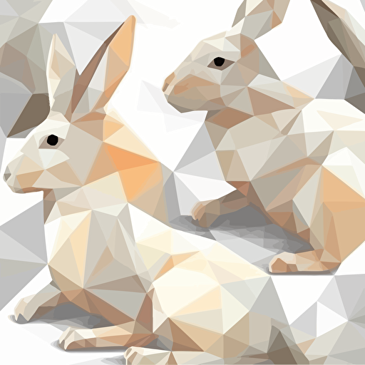 high quality seamless pattern vector low polygon rabbit with white background, cartoon style