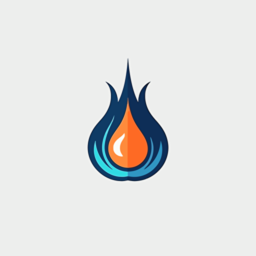minimalist logo, blue stake, blue flame, in the style of nba team logo, flat design, vector render