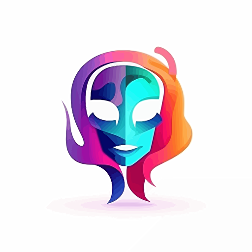 Logo for a company called AnonyMask, about video chat with masks, on white background, vector, abstract