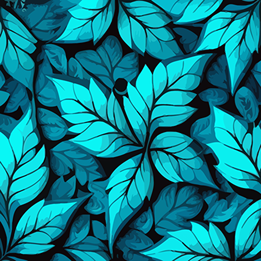 Seamless geometrical floral pattern consists of leafs and flowers. Vector stylized illustrations. harmonious bright blue color palette. geometrical