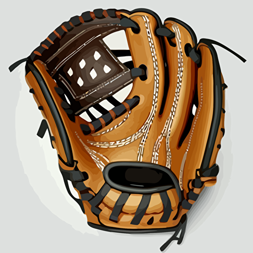 vector style baseball glove, showing inside view facing camera, white background