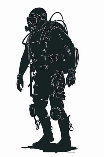 silhouette of a diver, svg, vector, white background