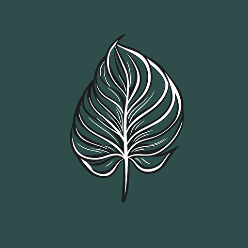 minimal line logo of a large jungle leaf, vector