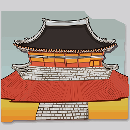 sticker illustration,Transparent Background,crisp and clean vector line,Draw the roof of the Joseon Dynasty