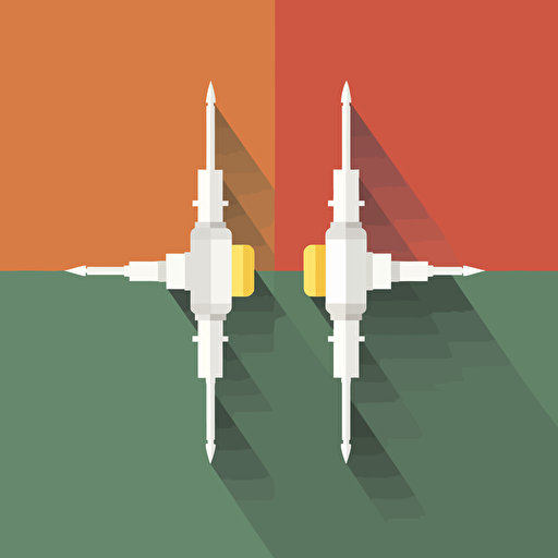 two syringes collinding eachother, flat design, vectorial style, simple colors, logo, unicolor background,