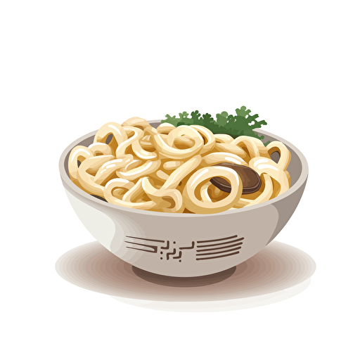 udon bowl, vector art, white background