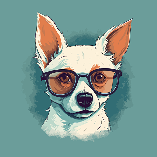 dog, glasses, cute, vector art, simple, illustration, 2D