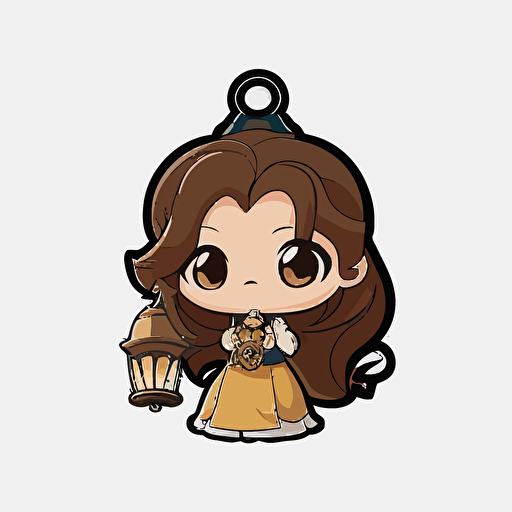 Disneys beauty and the beast Bell in Chibi sticker style transparent background vector
