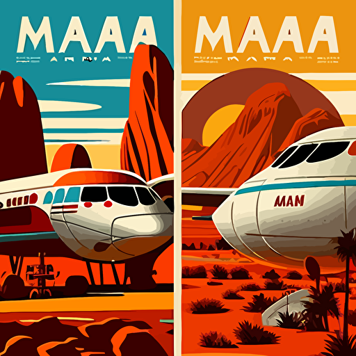 Pan Am style posters for mars, 1960 style vector image