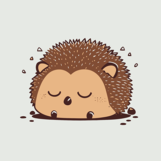 cute hedgehog with sleepy facial expression kawaii style, vector, simple, high-quality