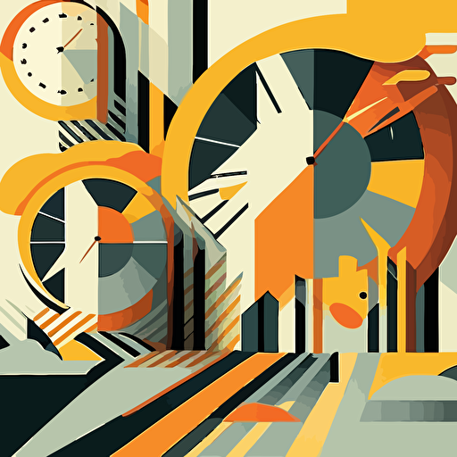 2d vector illustration abstract geometric style recreation of the famous persistance of memory with clocks**