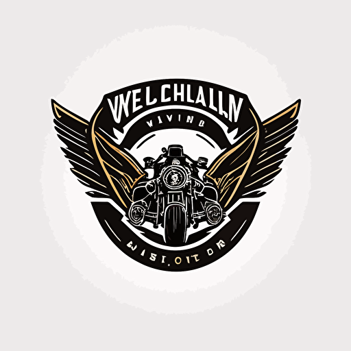 a minimal vector logo design for an exotic motorcycle club emblem, white background, prestigious, v 4