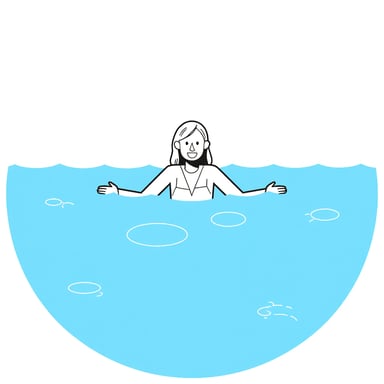 a woman swimming in th epool