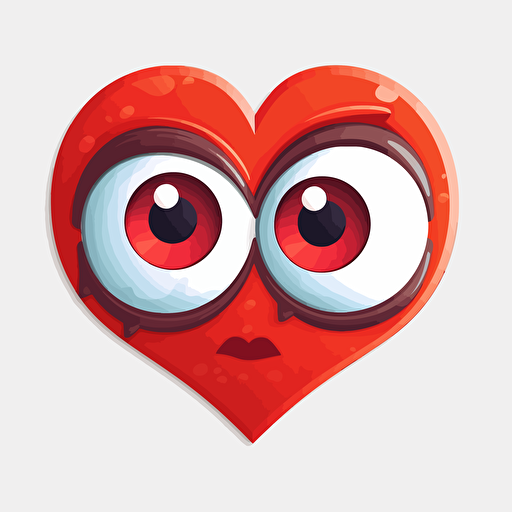 sticker design, super cute pixar heart with eyes, vector
