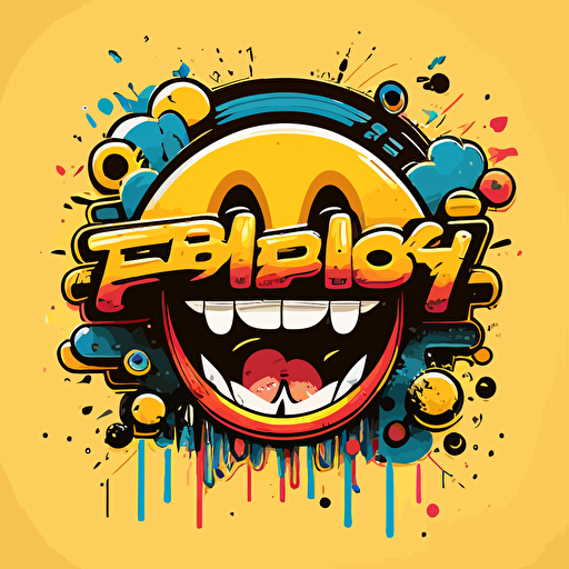 a logo desing, happy tech emoji, vector illustration,graffiti