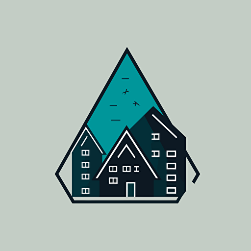 Create a very simple geometric real estate logo, vector style, downtown, simple