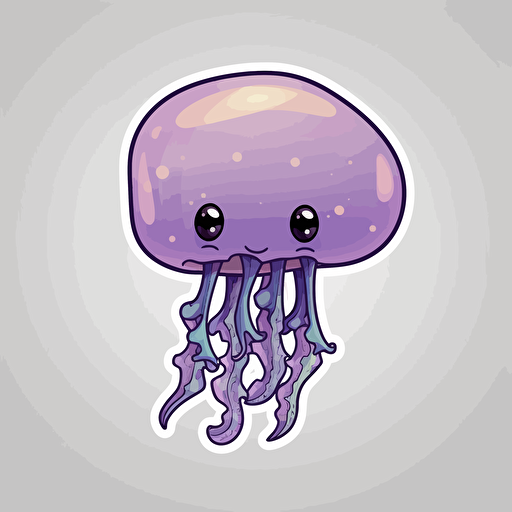 jellyfish, sticker, cartoon style, vector, White background,