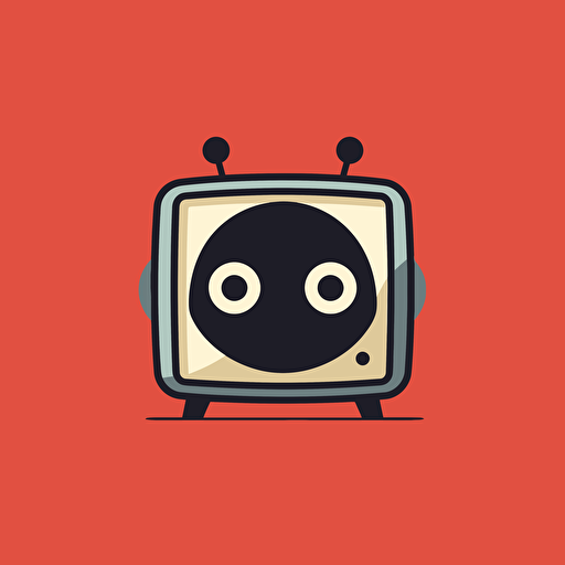 logo of ladybug in the shape of television, flat 2d, vector, illustration, minimalist, simple, red and black colors, modernist style, Matt Anderson inspired