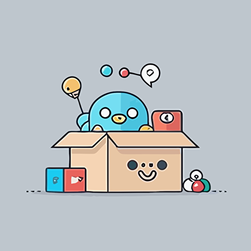 minimal line logo of box with toys, vector, flat, dribble, behance, pinterest, award winner.