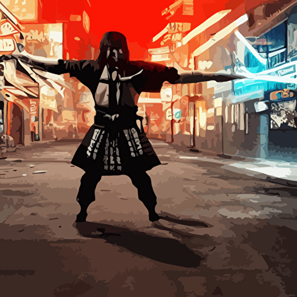 samurai street ninja standing news paper boxes telephone pole holding flatscreen tv shoulders angry female yelling  8 k 3d acrylic art colourful cryengine beautiful artwork digital illustration dslr hdr glowing neon maximalist polished pixiv unreal engine vast clear photo filigree designs luis carrasco