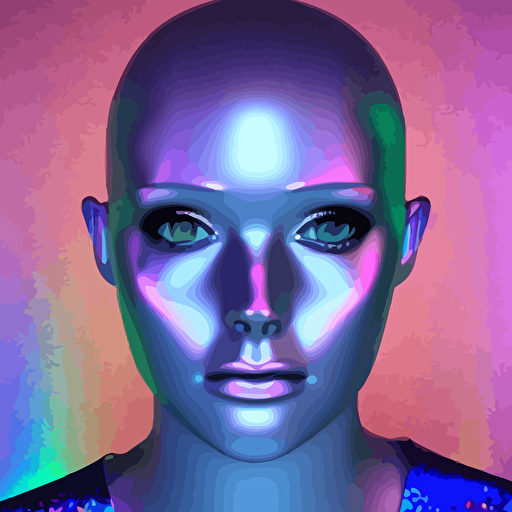3d render holographic human robotic head glossy iridescent surrealistic 3d illustration human face non binary non binary model 3d model human cryengine holographic texture holographic material holographic rainbow concept cyborg artificial intelligence