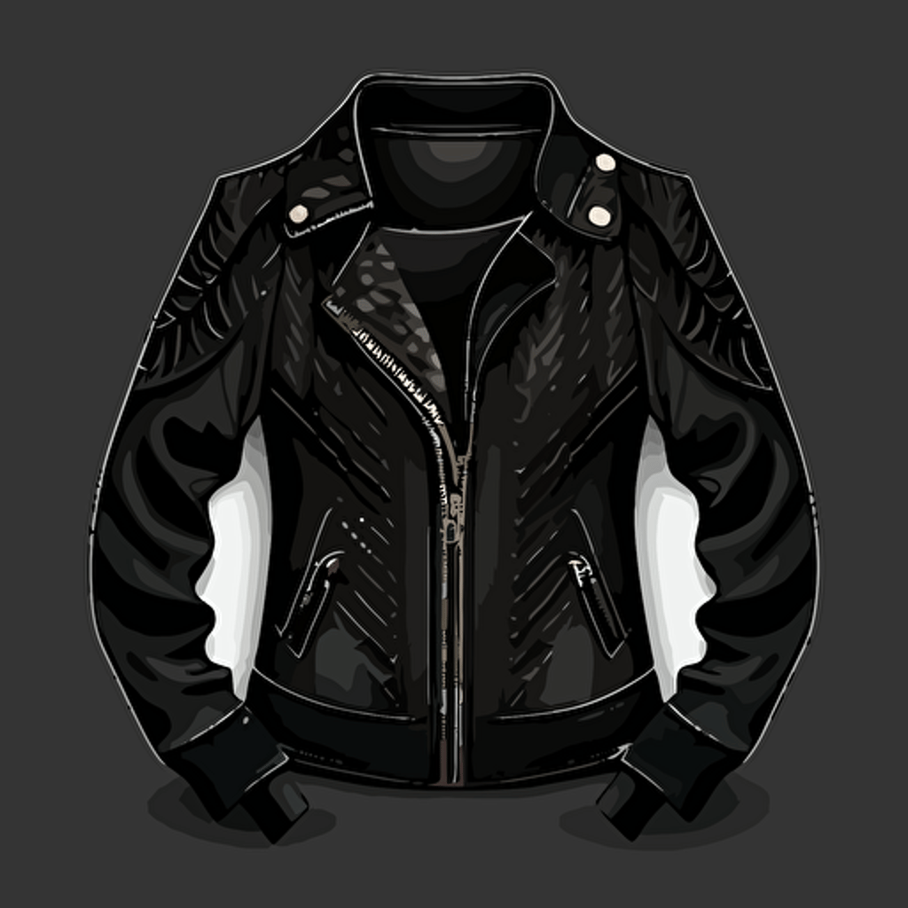 favicon, vector art, leather jacket black, high quality