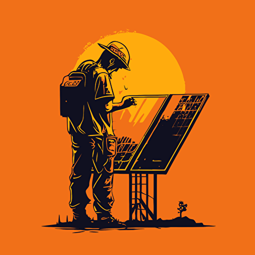 solar installer, vector art, minimalistic, solar panel background