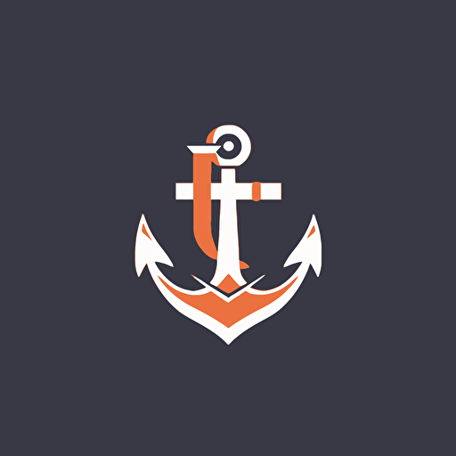 flat logo anchor with letter V, vector