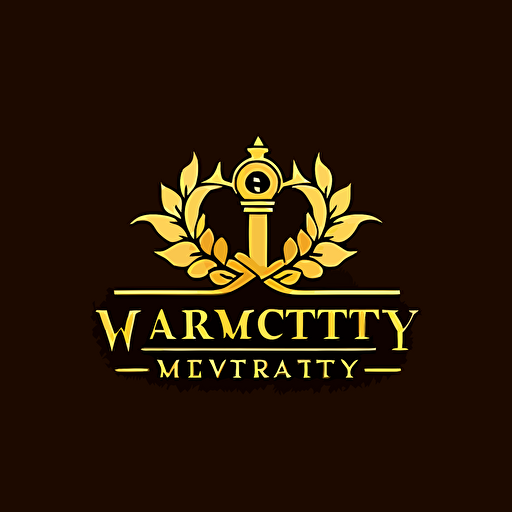 a logo design for a company called "Worthy Estate Managment", simple vector logo, gold background, featuring a key