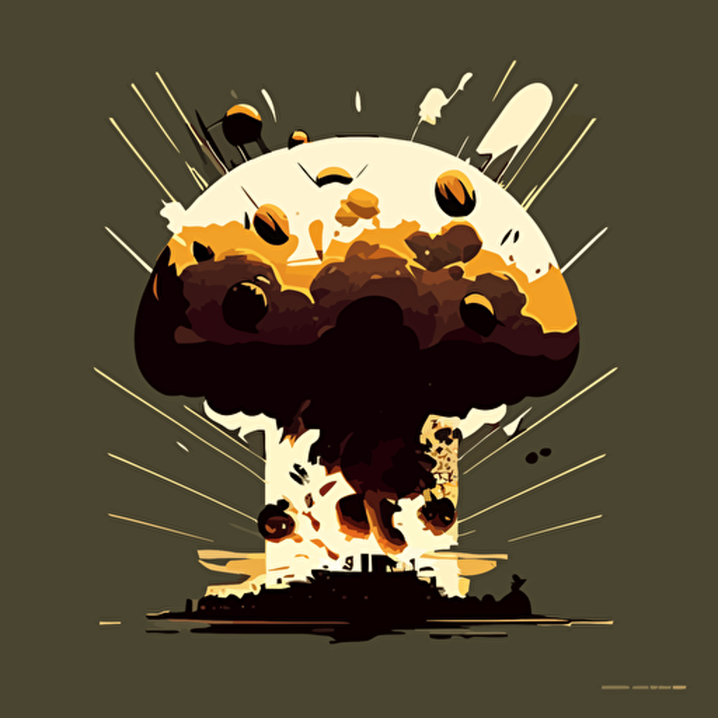 minimalism, vector art, hundereds of atom bombs flying to earth, end of earth, armegeddon
