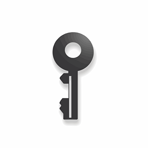 SSH Key Icon, flat vector illustration, sticker, negative space, white background, precisionist style
