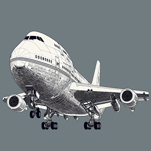 Boeing 747 steered by a robot. vector drawing