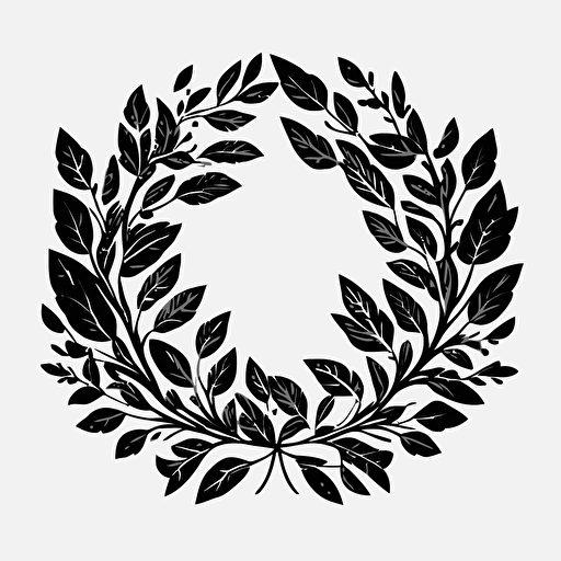 roman laurel leaves circle, logo design, vector, svg, lineart, illustrator, transparent background, black and white